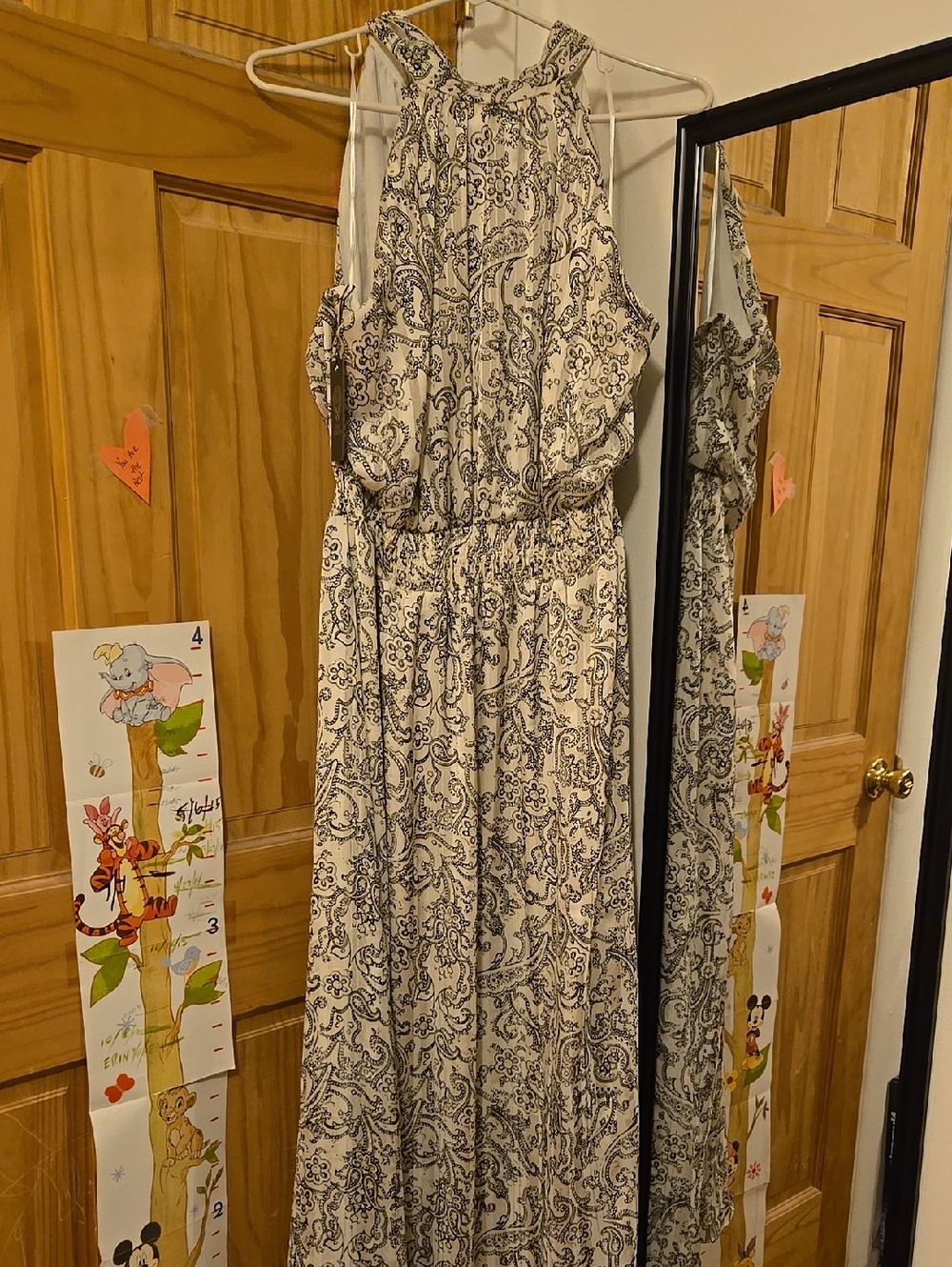 Women's New Ivory Paisley Halter Maxi Dress